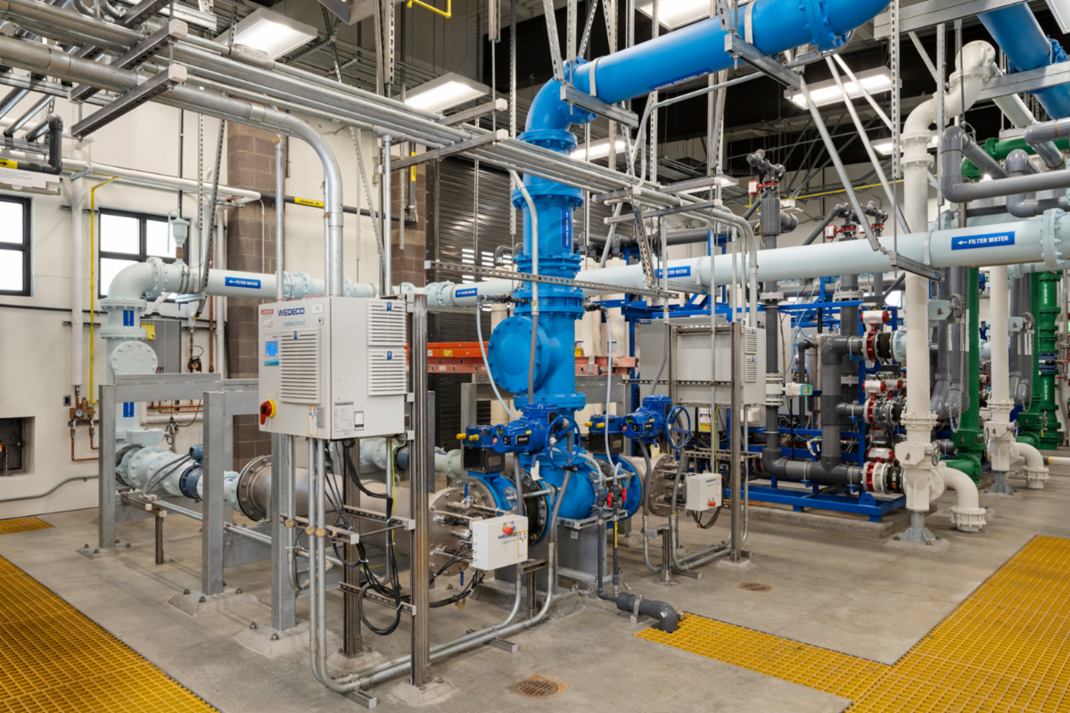 The treatment plant uses advanced technology including membrane filtration and ultraviolet disinfection to ensure exceptional water quality.  