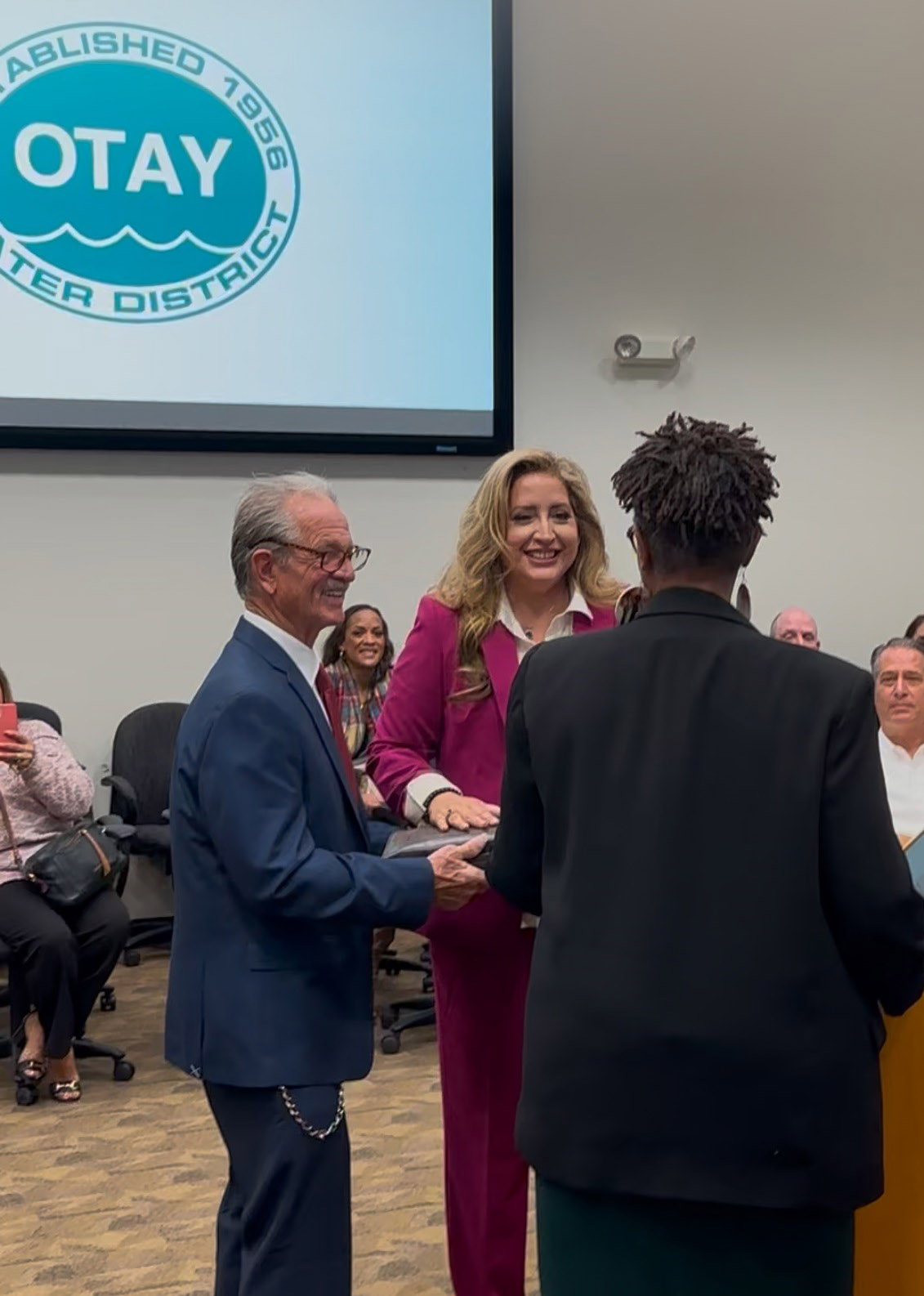 Director Delfina Gonzalez being sworn in at Otay Water District special board meeting on Dec. 6